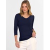 image:imageANRABESS Womens 34 Sleeve Tops V Neck Fitted Ribbed Tee ShirtsNavy Blue