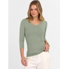 image:imageANRABESS Womens 34 Sleeve Tops V Neck Fitted Ribbed Tee ShirtsSage Green