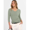 image:imageANRABESS Womens 34 Sleeve Tops V Neck Fitted Ribbed Tee ShirtsSage Green
