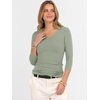 image:imageANRABESS Womens 34 Sleeve Tops V Neck Fitted Ribbed Tee ShirtsSage Green