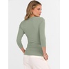 image:imageANRABESS Womens 34 Sleeve Tops V Neck Fitted Ribbed Tee ShirtsSage Green