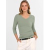 image:imageANRABESS Womens 34 Sleeve Tops V Neck Fitted Ribbed Tee ShirtsSage Green