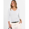 image:imageANRABESS Womens 34 Sleeve Tops V Neck Fitted Ribbed Tee ShirtsWhite