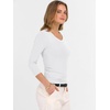 image:imageANRABESS Womens 34 Sleeve Tops V Neck Fitted Ribbed Tee ShirtsWhite