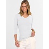 image:imageANRABESS Womens 34 Sleeve Tops V Neck Fitted Ribbed Tee ShirtsWhite