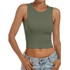 image:imageANRABESS Womens Crop Tank Tops High Neck Sleeveless Ribbed Fitted ShirtsArmy Green