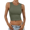 image:imageANRABESS Womens Crop Tank Tops High Neck Sleeveless Ribbed Fitted ShirtsArmy Green