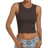 image:imageANRABESS Womens Crop Tank Tops High Neck Sleeveless Ribbed Fitted ShirtsCoffee