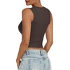 image:imageANRABESS Womens Crop Tank Tops High Neck Sleeveless Ribbed Fitted ShirtsCoffee