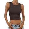 image:imageANRABESS Womens Crop Tank Tops High Neck Sleeveless Ribbed Fitted ShirtsCoffee