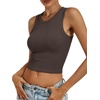 image:imageANRABESS Womens Crop Tank Tops High Neck Sleeveless Ribbed Fitted ShirtsCoffee