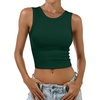 image:imageANRABESS Womens Crop Tank Tops High Neck Sleeveless Ribbed Fitted ShirtsDeep Green