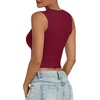 image:imageANRABESS Womens Crop Tank Tops High Neck Sleeveless Ribbed Fitted ShirtsDeep Red