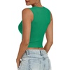 image:imageANRABESS Womens Crop Tank Tops High Neck Sleeveless Ribbed Fitted ShirtsGreen