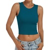 image:imageANRABESS Womens Crop Tank Tops High Neck Sleeveless Ribbed Fitted ShirtsIndigo