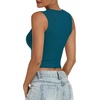 image:imageANRABESS Womens Crop Tank Tops High Neck Sleeveless Ribbed Fitted ShirtsIndigo