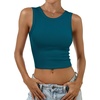 image:imageANRABESS Womens Crop Tank Tops High Neck Sleeveless Ribbed Fitted ShirtsIndigo