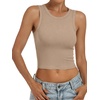 image:imageANRABESS Womens Crop Tank Tops High Neck Sleeveless Ribbed Fitted ShirtsLight Camel