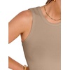 image:imageANRABESS Womens Crop Tank Tops High Neck Sleeveless Ribbed Fitted ShirtsLight Camel