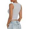 image:imageANRABESS Womens Crop Tank Tops High Neck Sleeveless Ribbed Fitted ShirtsLight Gray