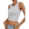 image:imageANRABESS Womens Crop Tank Tops High Neck Sleeveless Ribbed Fitted ShirtsLight Gray