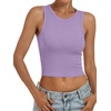 image:imageANRABESS Womens Crop Tank Tops High Neck Sleeveless Ribbed Fitted ShirtsLight Purple