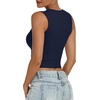 image:imageANRABESS Womens Crop Tank Tops High Neck Sleeveless Ribbed Fitted ShirtsNavy Blue