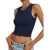 image:imageANRABESS Womens Crop Tank Tops High Neck Sleeveless Ribbed Fitted ShirtsNavy Blue