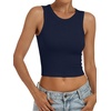 image:imageANRABESS Womens Crop Tank Tops High Neck Sleeveless Ribbed Fitted ShirtsNavy Blue