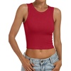 image:imageANRABESS Womens Crop Tank Tops High Neck Sleeveless Ribbed Fitted ShirtsRed
