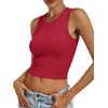 image:imageANRABESS Womens Crop Tank Tops High Neck Sleeveless Ribbed Fitted ShirtsRed