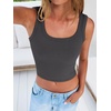 image:imageANRABESS Womens Cropped Tank Tops Scoop Neck Top Ribbed CamiCharcoal