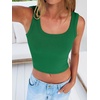 image:imageANRABESS Womens Cropped Tank Tops Scoop Neck Top Ribbed CamiGreen