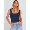 image:imageANRABESS Womens Cropped Tank Tops Scoop Neck Top Ribbed CamiNavy Blue