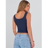 image:imageANRABESS Womens Cropped Tank Tops Scoop Neck Top Ribbed CamiNavy Blue