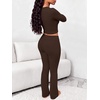 image:imageANRABESS Womens Fleece Lined 2 Piece Matching Lounge SetBrown