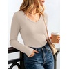 image:imageANRABESS Womens Long Sleeve Built in Bra Tops Fall V Neck Fitted T ShirtsBeige