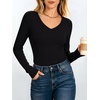 image:imageANRABESS Womens Long Sleeve Built in Bra Tops Fall V Neck Fitted T ShirtsBlack