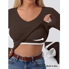 image:imageANRABESS Womens Long Sleeve Built in Bra Tops Fall V Neck Fitted T ShirtsBrown