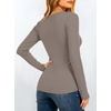 image:imageANRABESS Womens Long Sleeve Built in Bra Tops Fall V Neck Fitted T ShirtsDeep Khaki