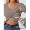 image:imageANRABESS Womens Long Sleeve Built in Bra Tops Fall V Neck Fitted T ShirtsDeep Khaki