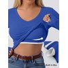 image:imageANRABESS Womens Long Sleeve Built in Bra Tops Fall V Neck Fitted T ShirtsRoyal Blue