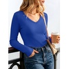 image:imageANRABESS Womens Long Sleeve Built in Bra Tops Fall V Neck Fitted T ShirtsRoyal Blue