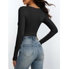 image:imageANRABESS Womens Square Neck Long Sleeve Shirts Double Lined Fall TopsBlack