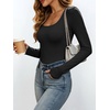 image:imageANRABESS Womens Square Neck Long Sleeve Shirts Double Lined Fall TopsBlack