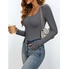 image:imageANRABESS Womens Square Neck Long Sleeve Shirts Double Lined Fall TopsGrey