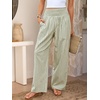 image:imageANRABESS Womens Striped Gingham Wide Leg Palazzo Pants with PocketsArmy Green White Plaid