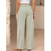 image:imageANRABESS Womens Striped Gingham Wide Leg Palazzo Pants with PocketsArmy Green White Plaid