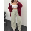 image:imageANRABESS Womens Striped Gingham Wide Leg Palazzo Pants with PocketsArmy Green White Plaid
