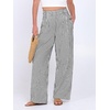 image:imageANRABESS Womens Striped Gingham Wide Leg Palazzo Pants with PocketsBlack White Stripe